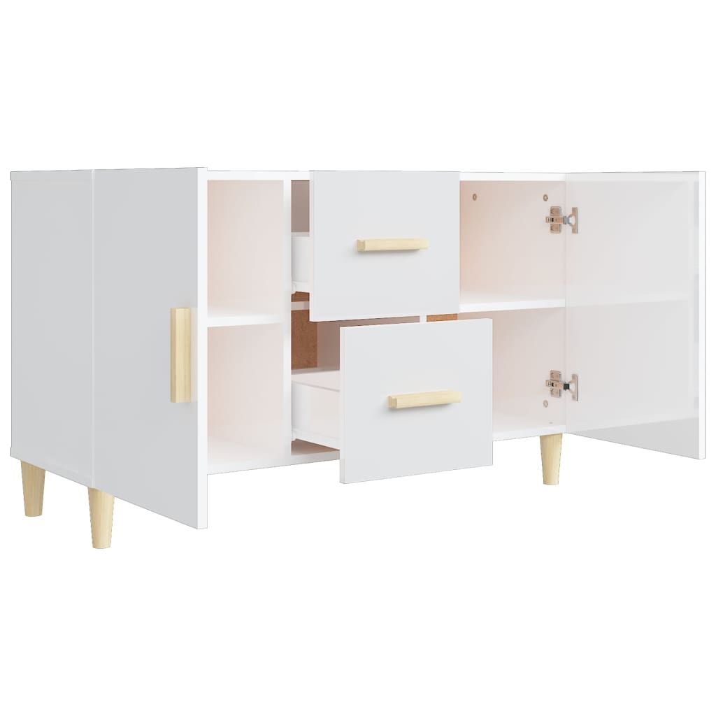 Brillantes weißes Buffet 100x36x60 cm Engineering Holz