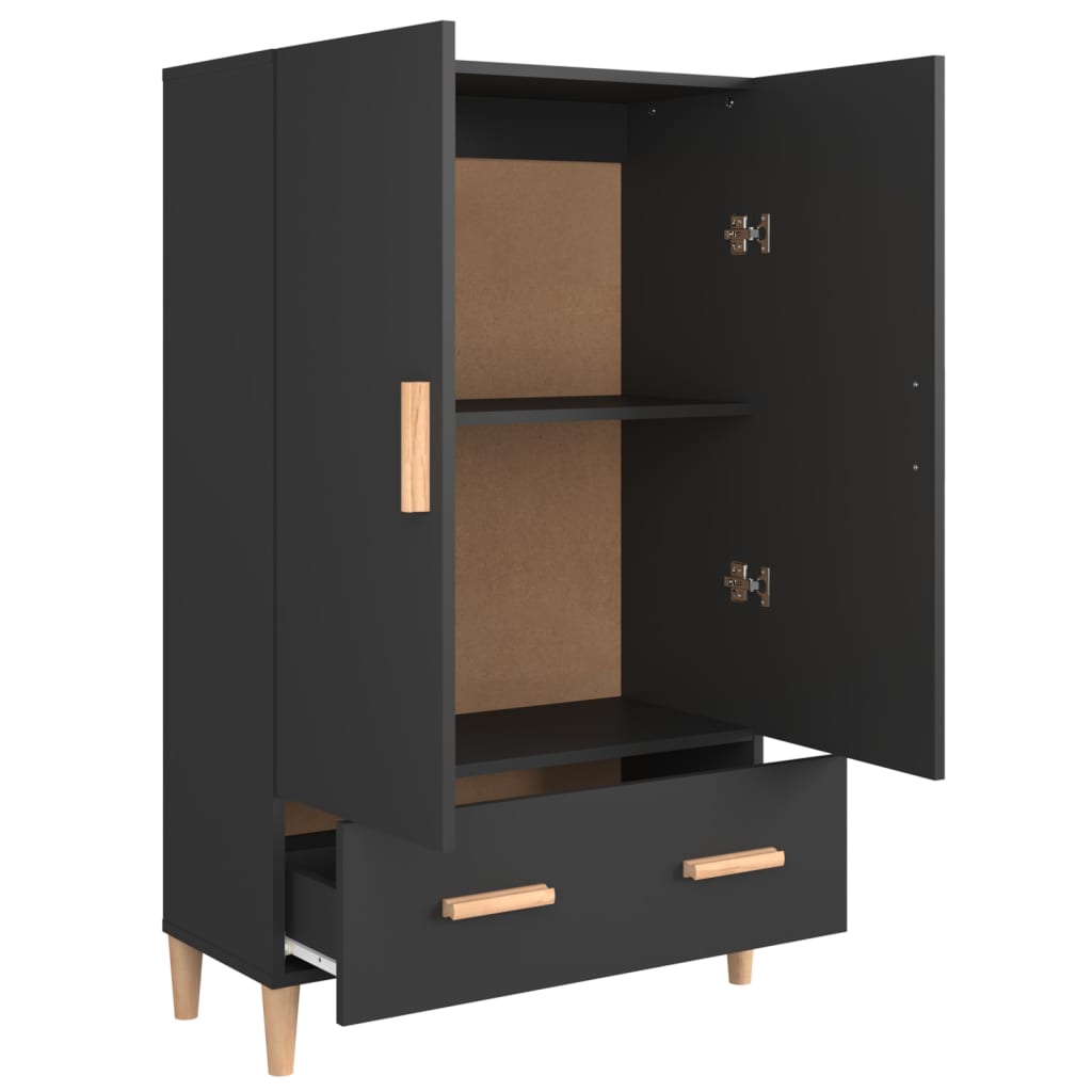 Buffet haut noir 70x31x115 cm bois d'ingénierie