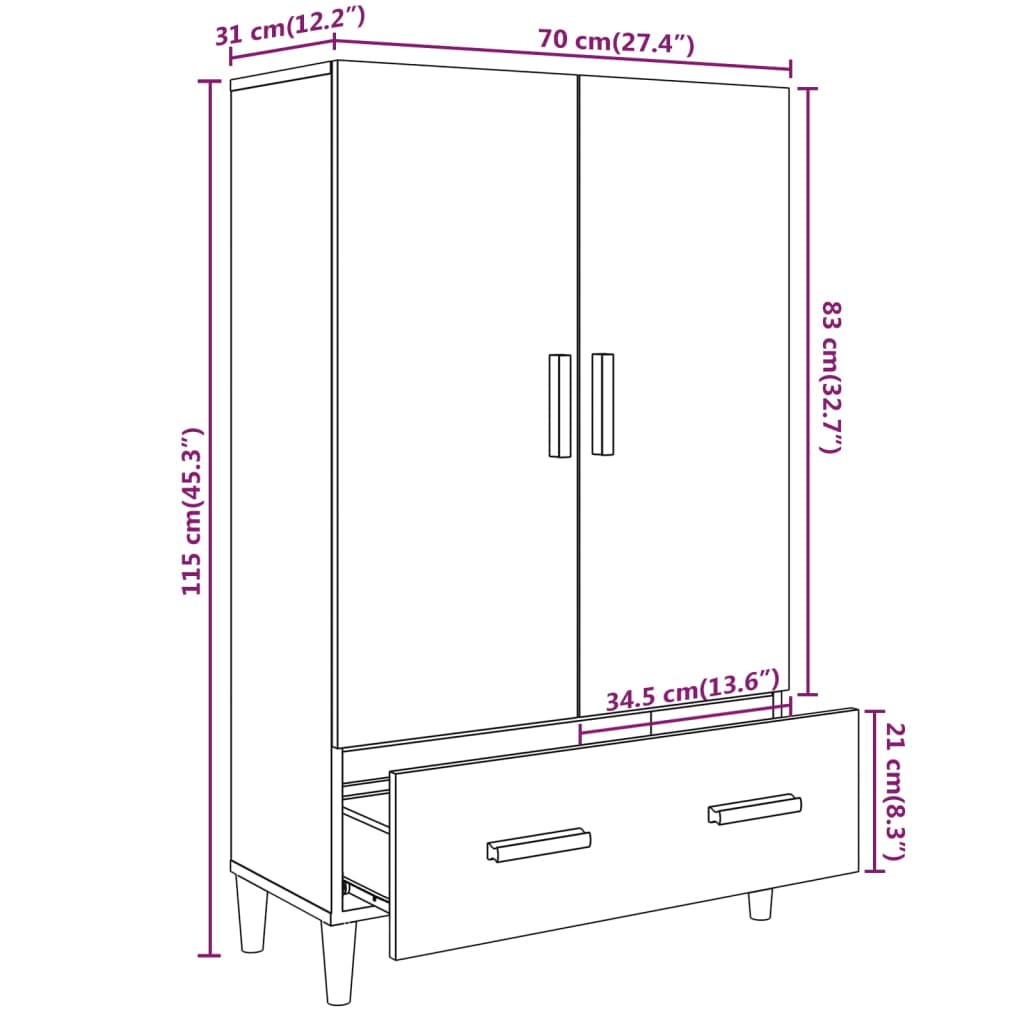 Concrete gray buffet 70x31x115 cm engineering wood