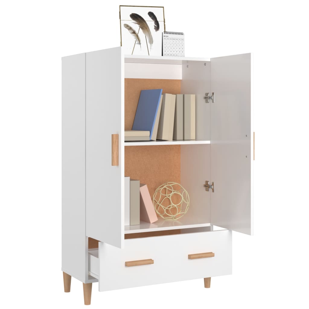 Brillantes weißes Buffet 70x31x115 cm Engineering Holz