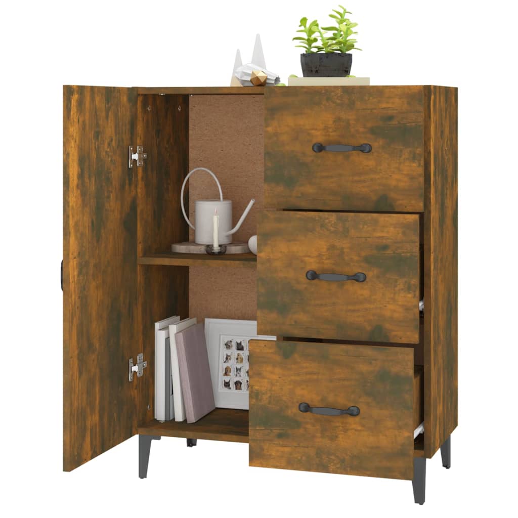 Buffet chêne fumé 69,5x34x90 cm bois d'ingénierie