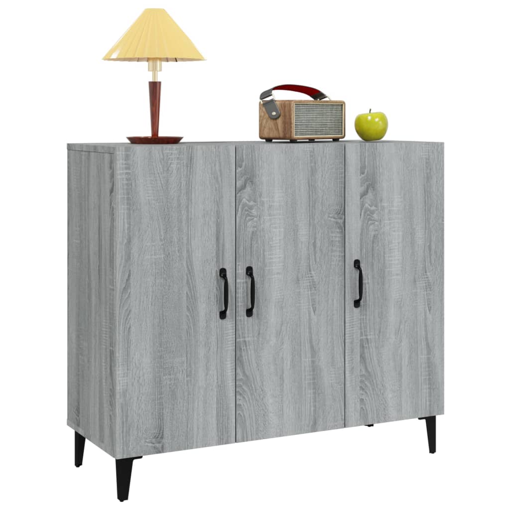 Credenza Sonoma grigia 90x34x80 cm in derivati ​​del legno