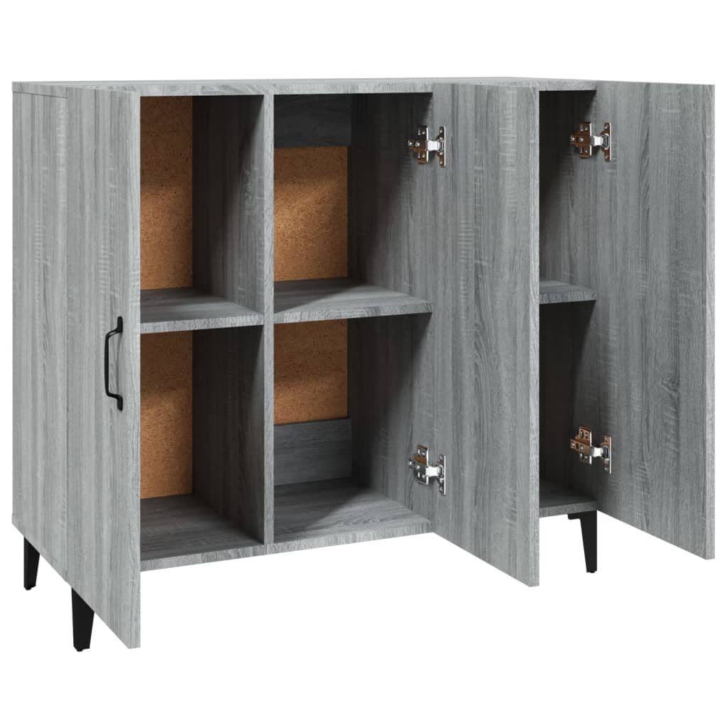 Credenza Sonoma grigia 90x34x80 cm in derivati ​​del legno