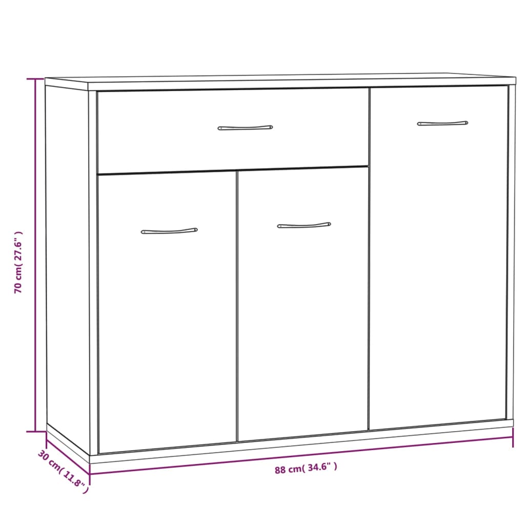 Sonoma gray buffet 88x30x70 cm engineering wood