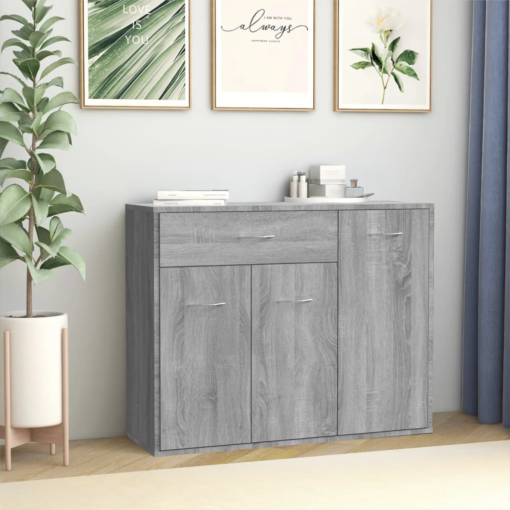 Credenza Sonoma grigia 88x30x70 cm MDF