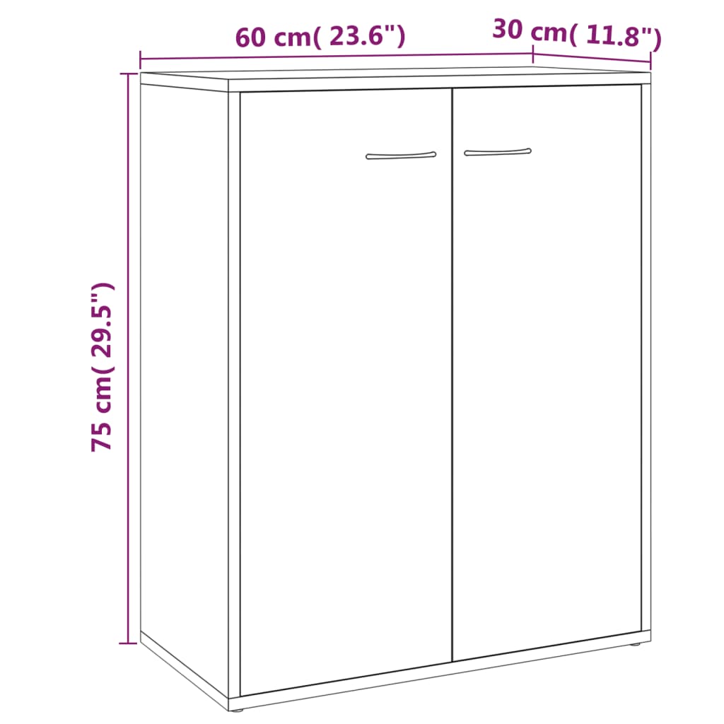 Credenza Rovere Affumicato 60x30x75 cm Multistrato