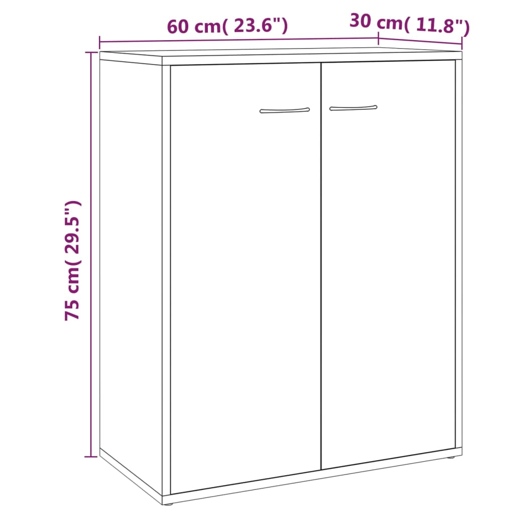 Buffet in rovere marrone 60x30x75 cm legno di ingegneria