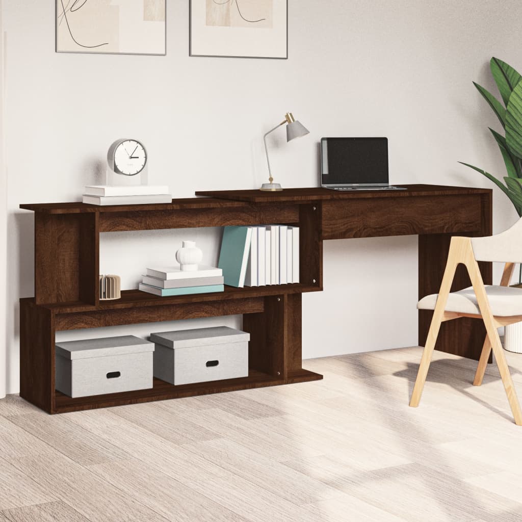 Office d'angolo in quercia marrone 200x50x76 cm ingegneria