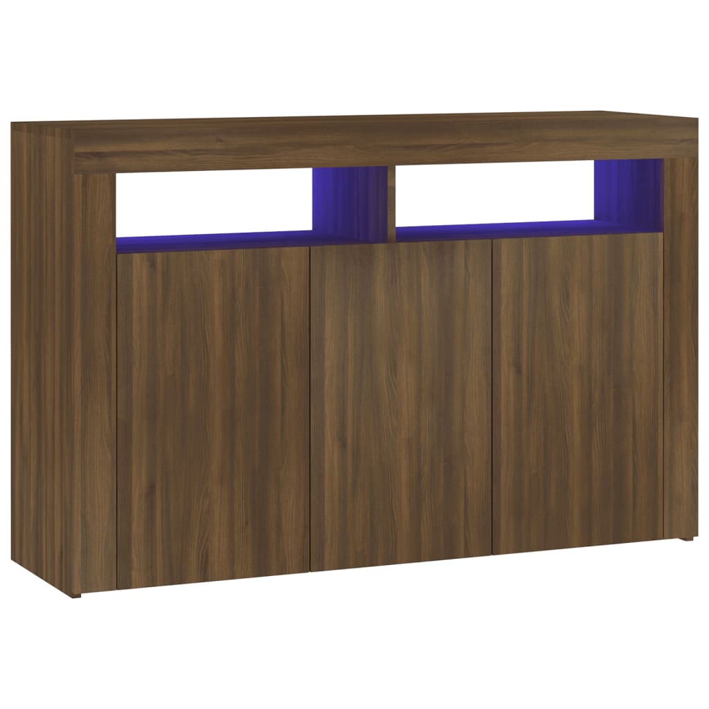 Credenza con luci LED rovere marrone 115,5x30x75 cm