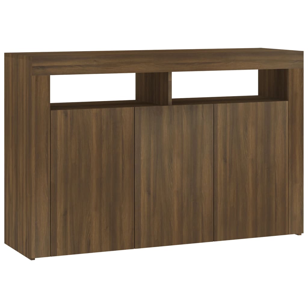 Credenza con luci LED rovere marrone 115,5x30x75 cm