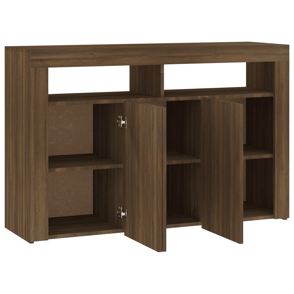 Credenza con luci LED rovere marrone 115,5x30x75 cm