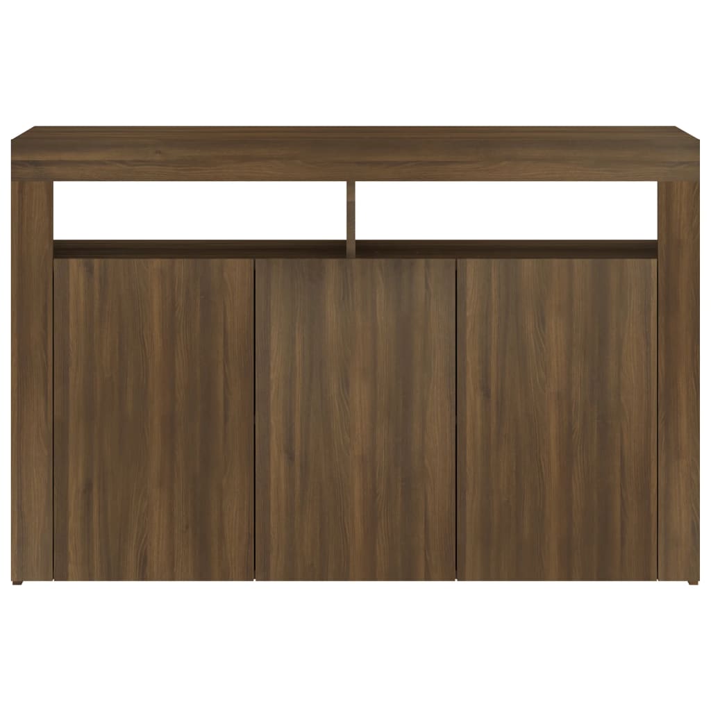 Credenza con luci LED rovere marrone 115,5x30x75 cm