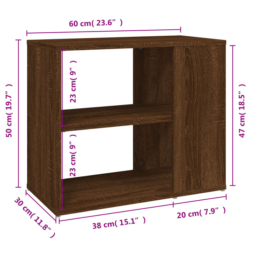 Brown oak side cabinet 60x30x50 cm engineering wood