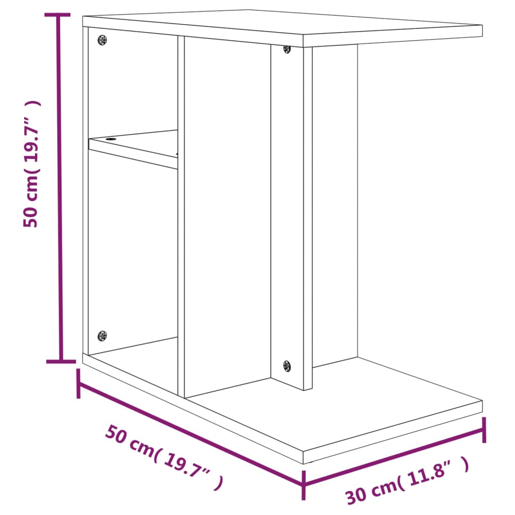 Tavolino Sonoma grigio 50x30x50 cm MDF
