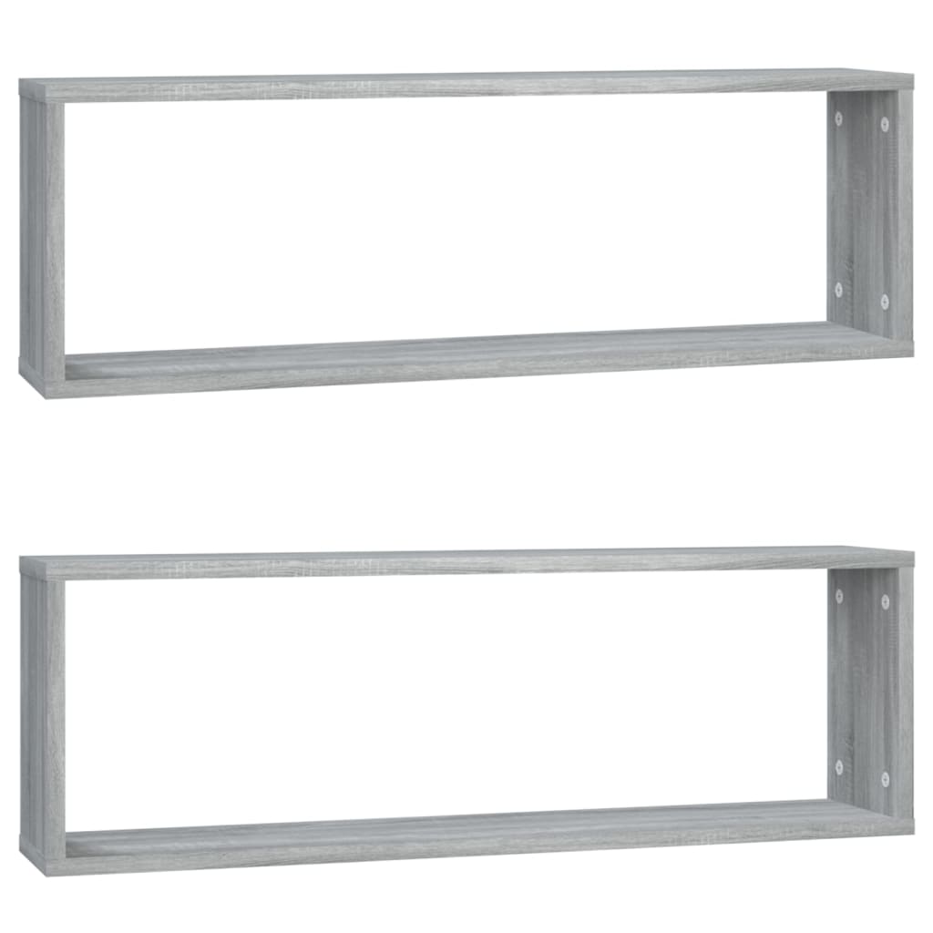 Cubic wall shelves 2 pcs Sonoma gray 80x15x26.5 cm