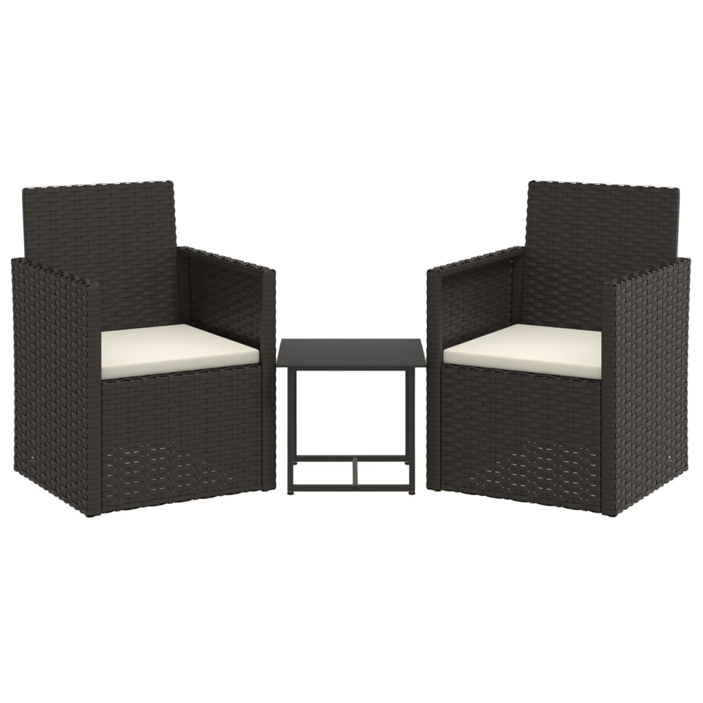 Set von 3 Outdoor -Sofas und schwarzen geflochtenen Harzkissen