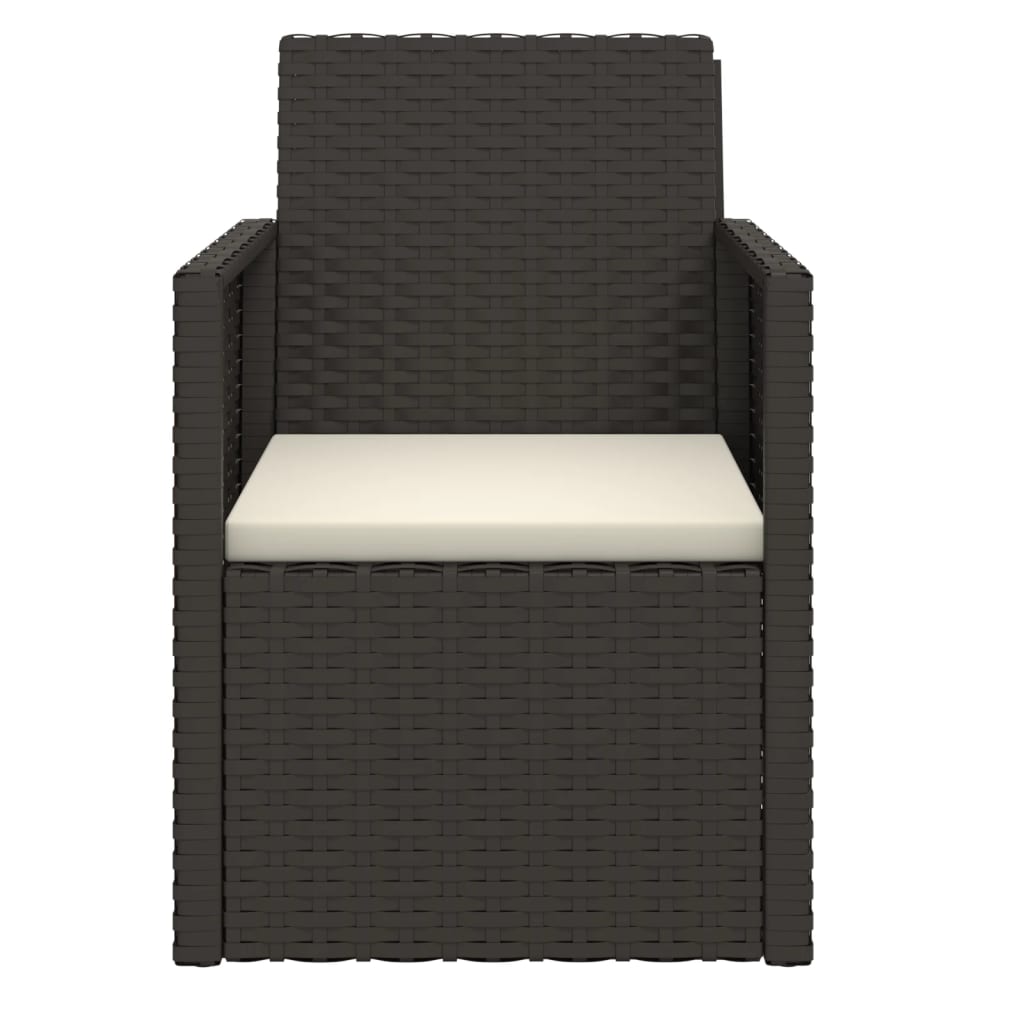 Set von 3 Outdoor -Sofas und schwarzen geflochtenen Harzkissen