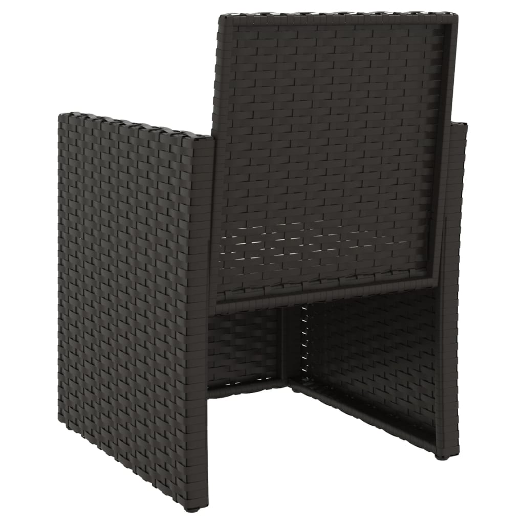 Set von 3 Outdoor -Sofas und schwarzen geflochtenen Harzkissen