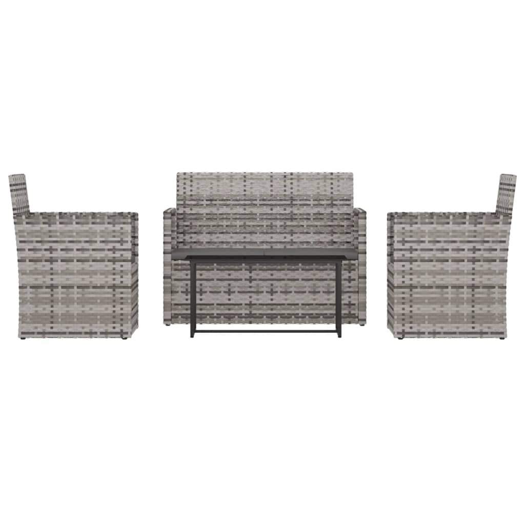 Salon de jardin avec coussins 4 pcs résine tressée gris