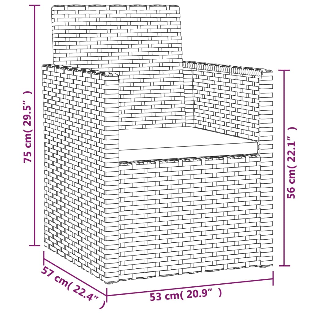 Gartenmöbel mit 4 Stcs grau geflochtener Harzkissen