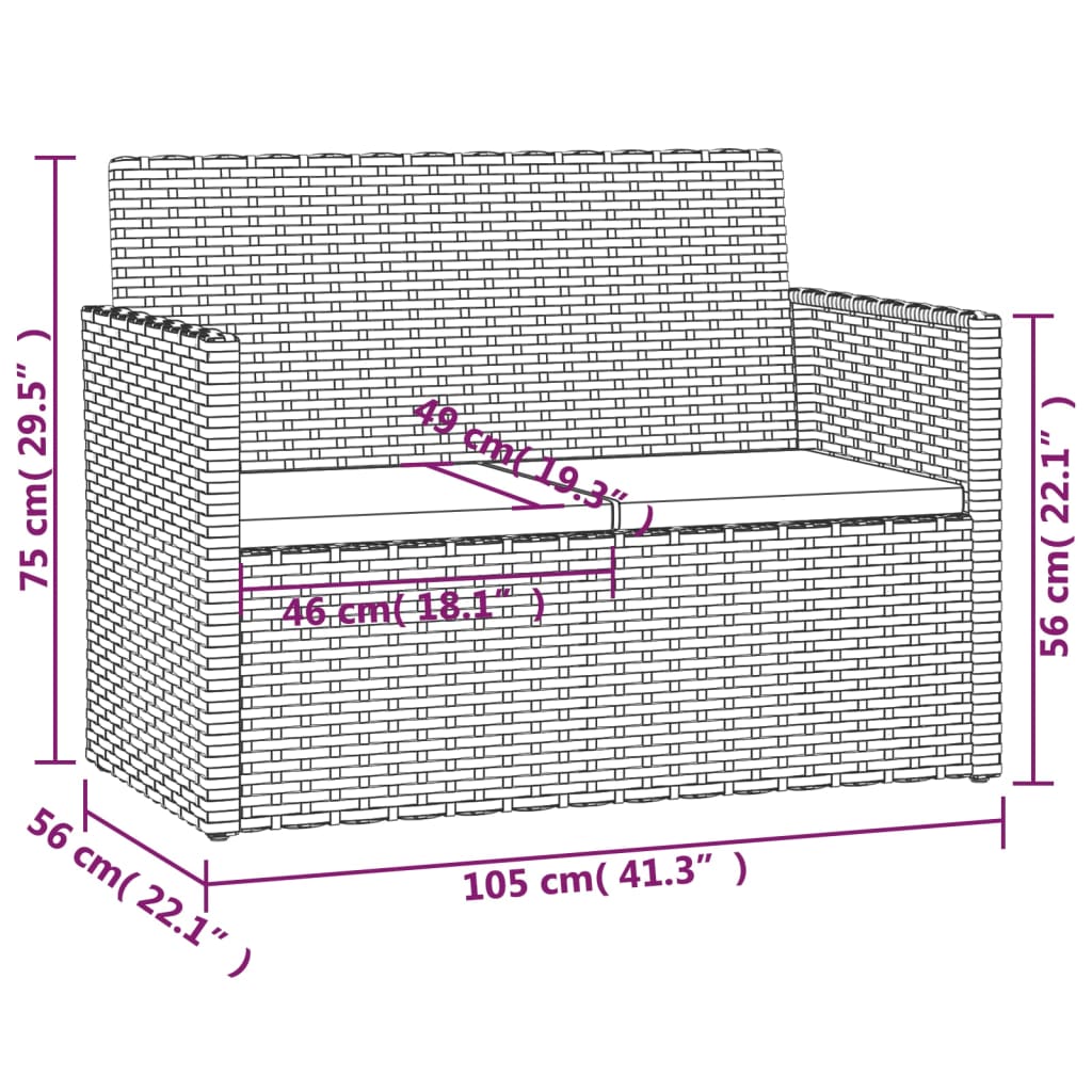 Salon de jardin avec coussins 4 pcs résine tressée gris