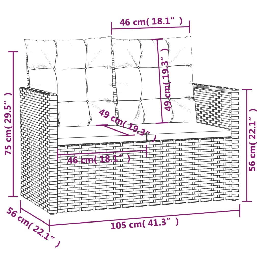 Garden furniture with cushions 4 pcs black braided resin