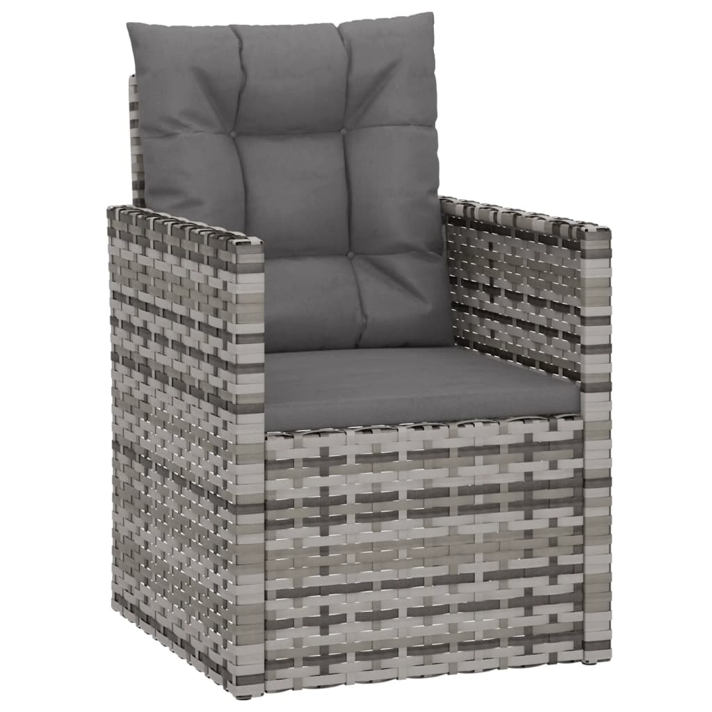 Salon de jardin avec coussins 4 pcs résine tressée gris