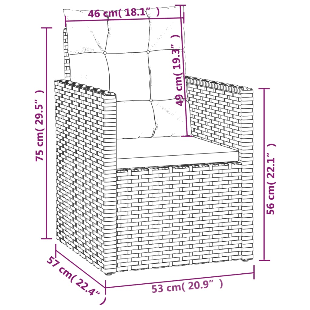 Gartenmöbel mit 4 Stcs grau geflochtener Harzkissen