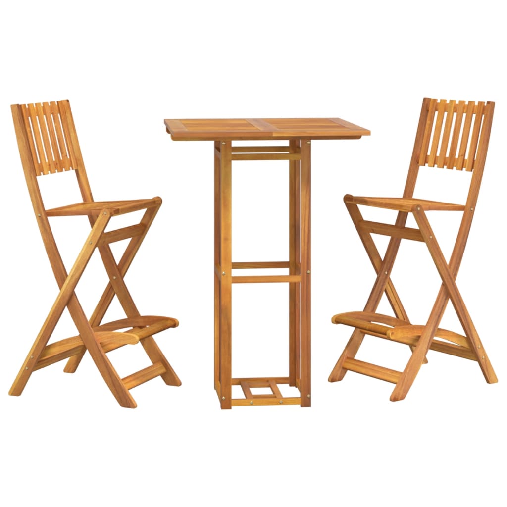 Ensemble de bar d'extérieur 3 pcs Bois d'acacia massif