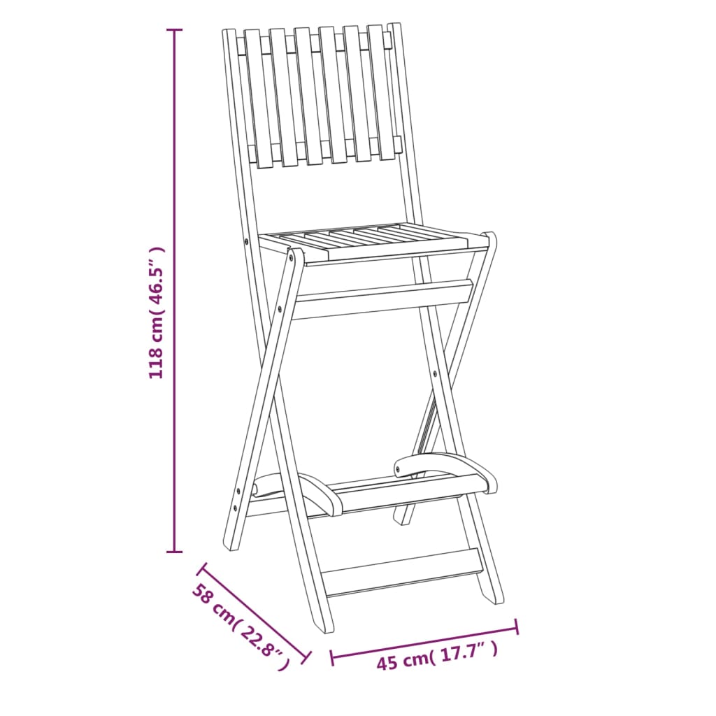 Ensemble de bar d'extérieur 5 pcs Bois d'acacia massif