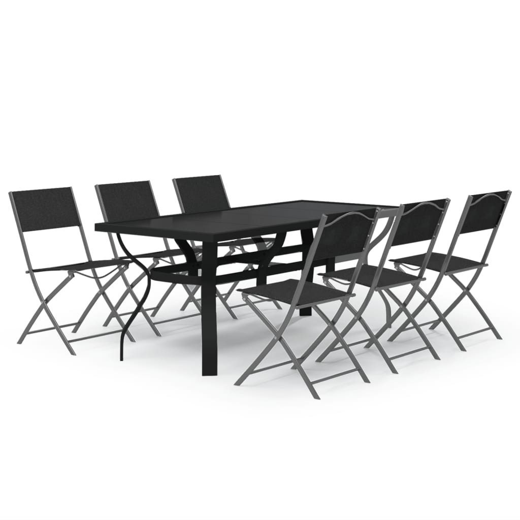 7 pcs gray and black garden dining room set