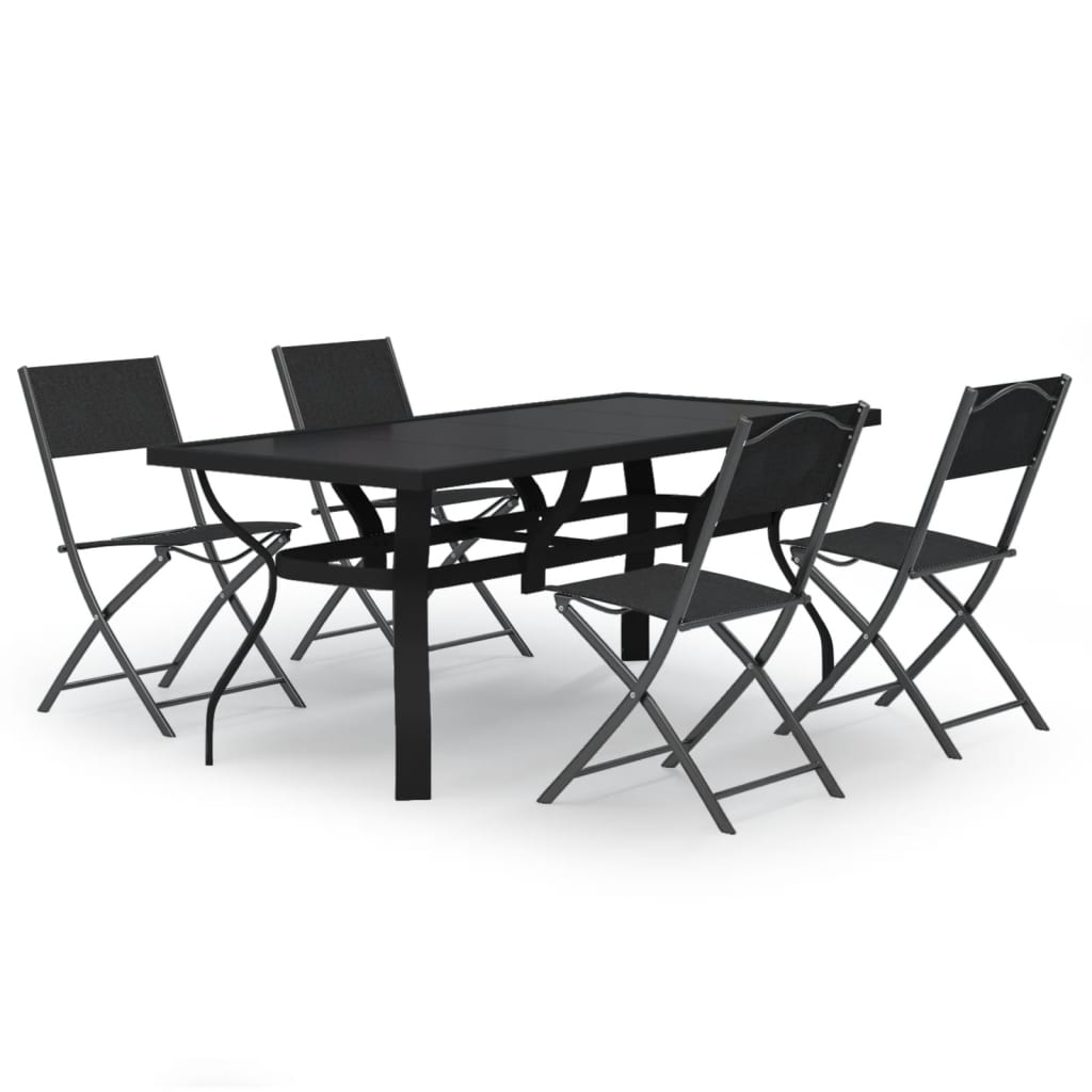 Set Garten Esszimmer 5 Stcs grau und schwarz