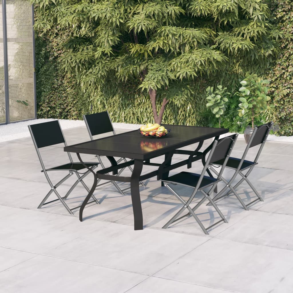 Set of garden dining room 5 pcs gray and black