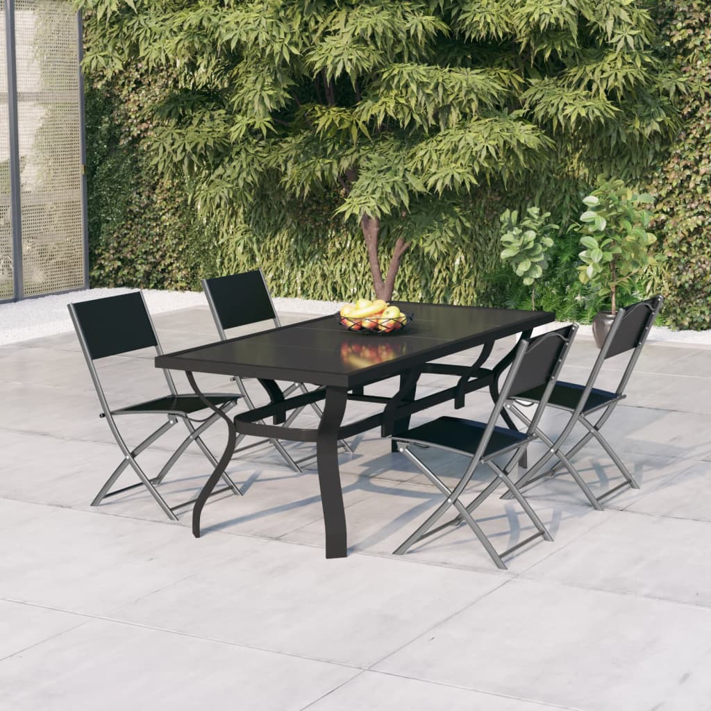 Set of garden dining room 5 pcs gray and black