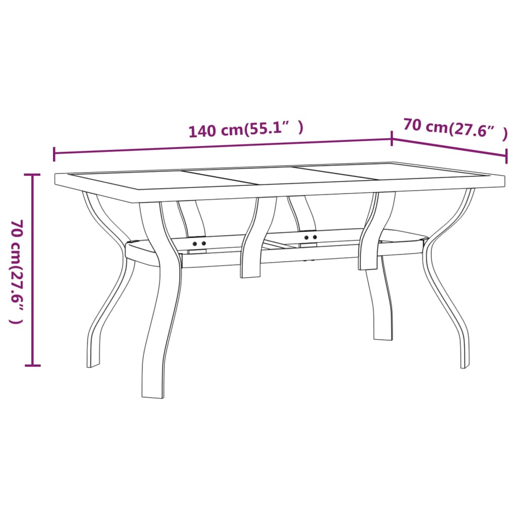 7 PCs grau und schwarzer Garten Esszimmer Set