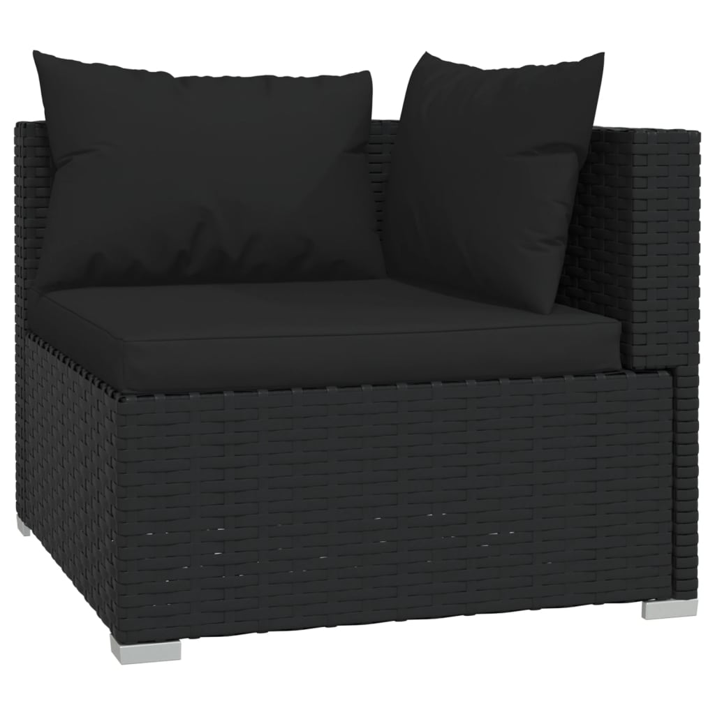 5 pcs garden furniture with black braided resin cushions