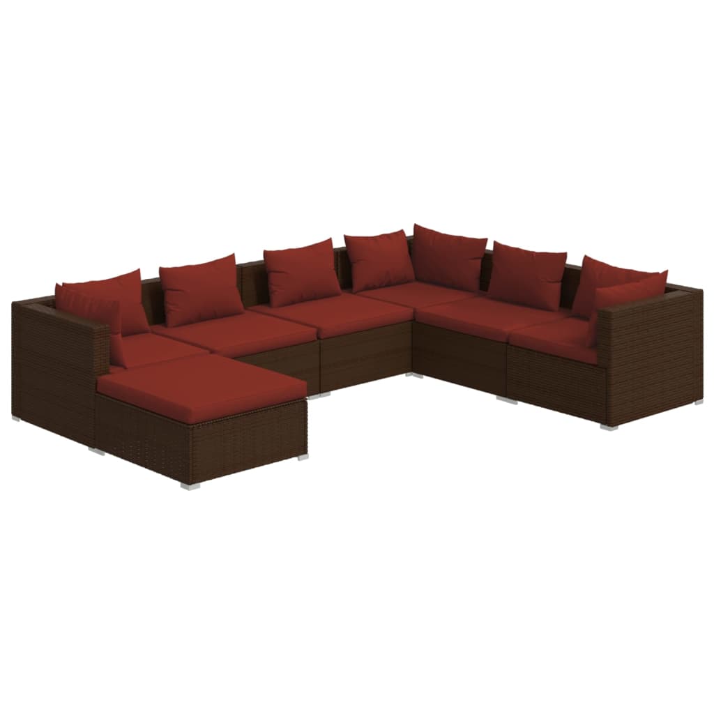 Garden furniture 7 pcs with brown braided resin cushions