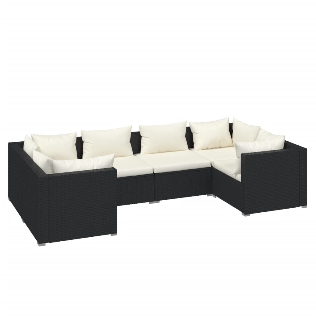 6 pcs garden furniture with black braided resin cushions