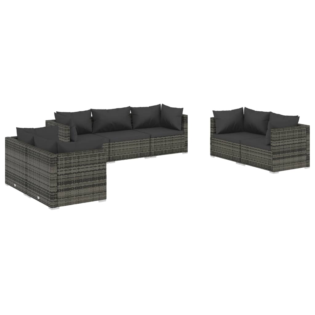 Garden furniture 7 pcs with gray braided resin cushions