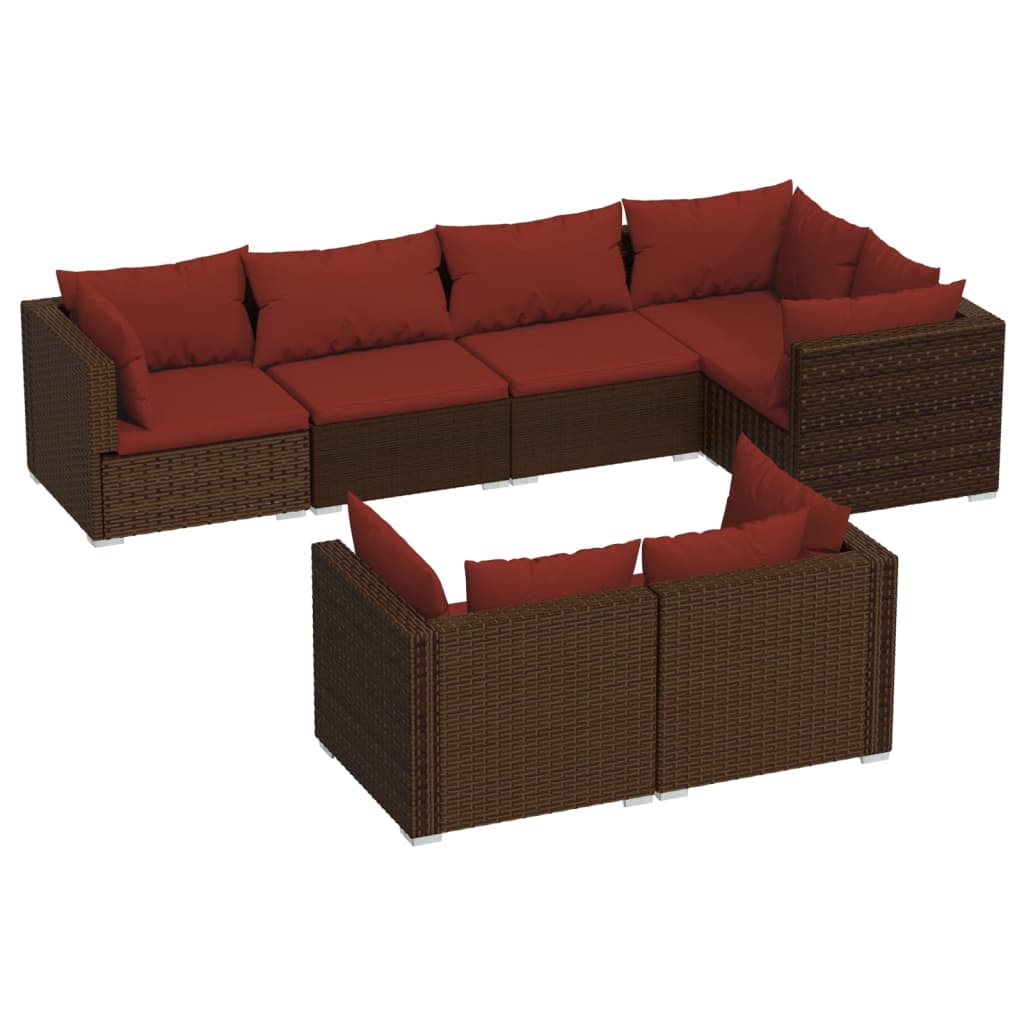 7 pcs garden furniture with braided brown resin cushions