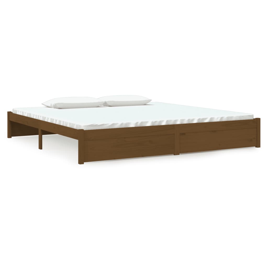 Brown bed frame Honey solid wood 200x200 cm