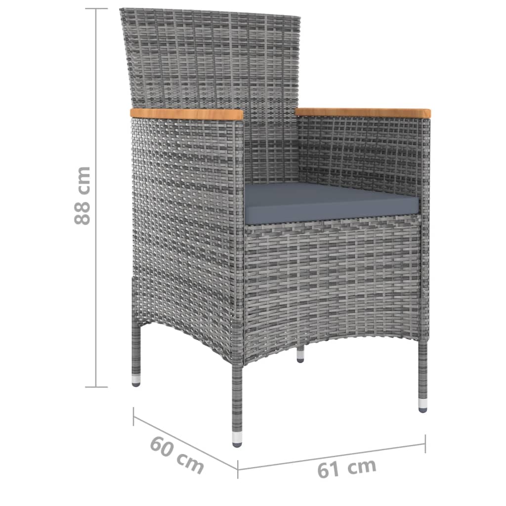 Ensemble de salle à manger de jardin 9 pcs avec coussins Gris