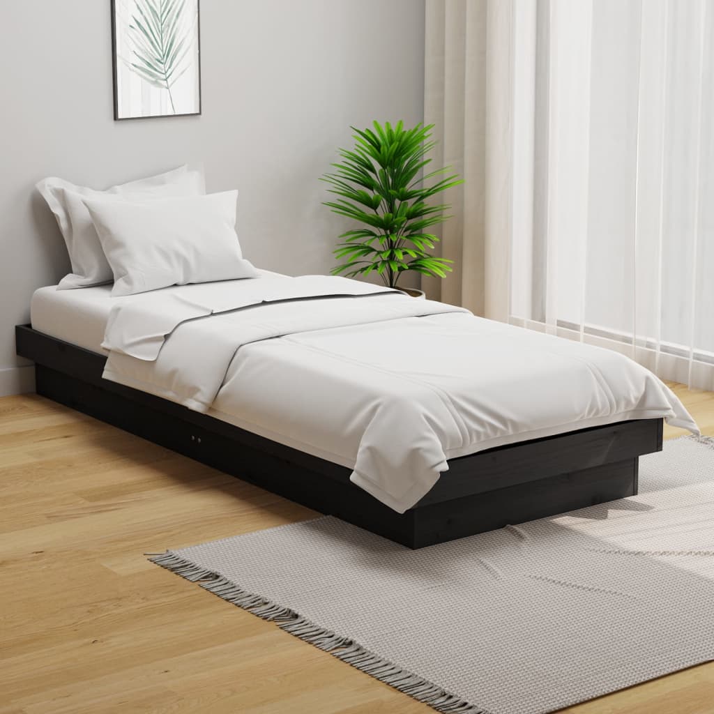 Solid wood gray bed 75x190 cm small simple