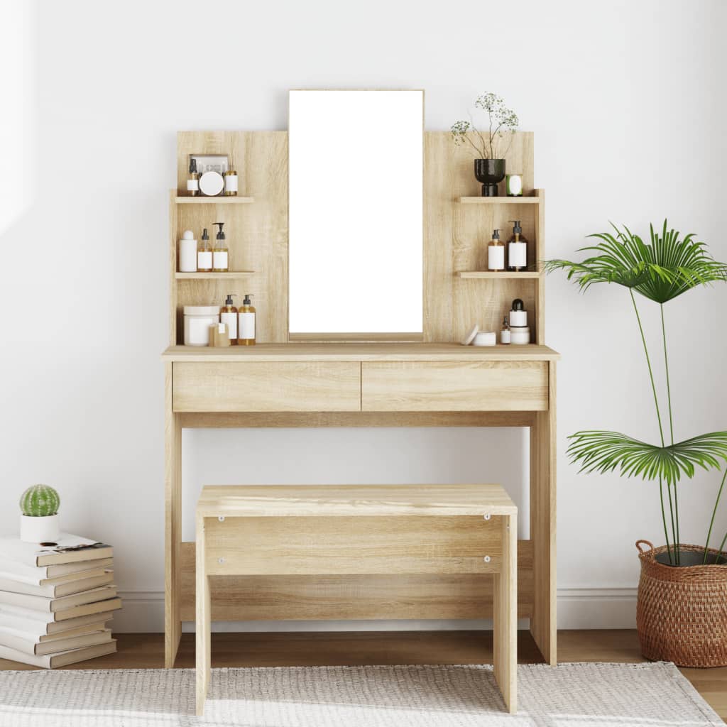 Single dressing room with Sonoma oak mirror 96x40x142 cm