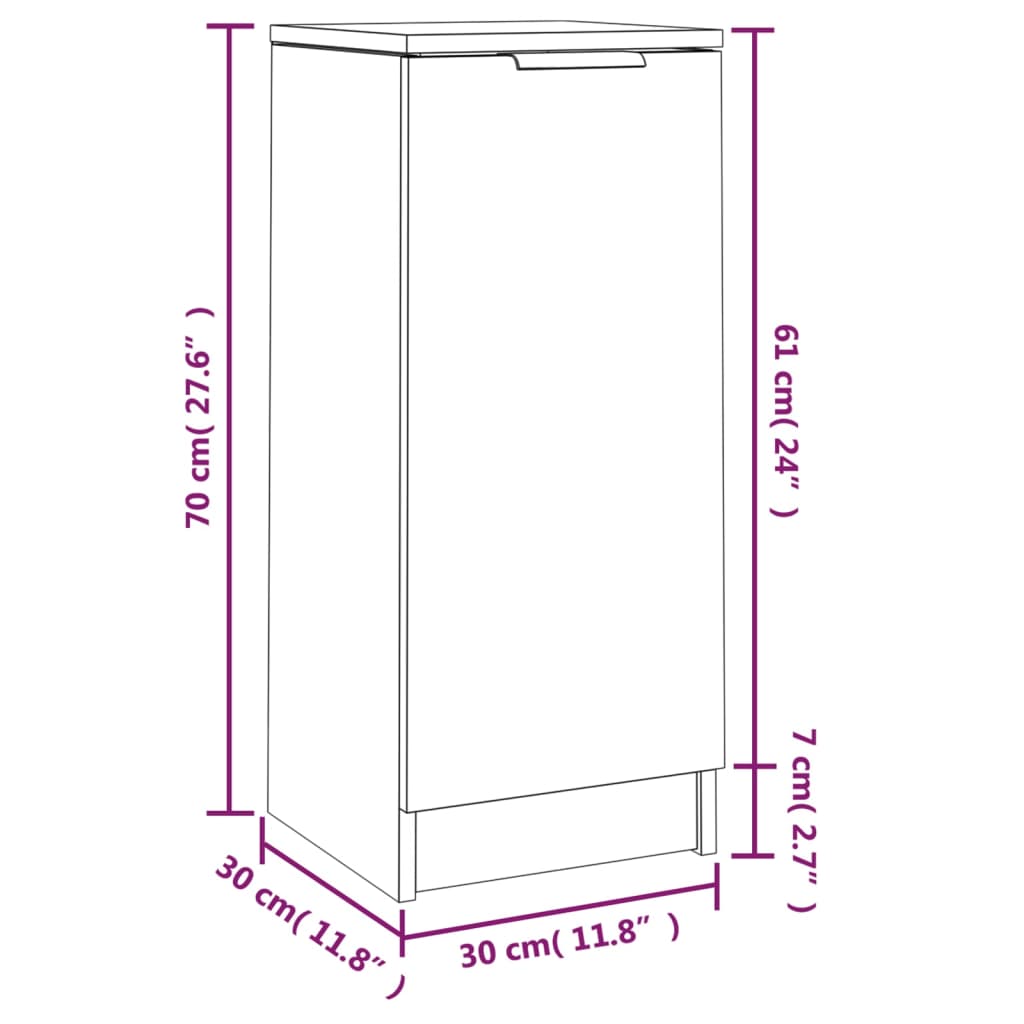 White buffet 30x30x70 cm Engineering wood