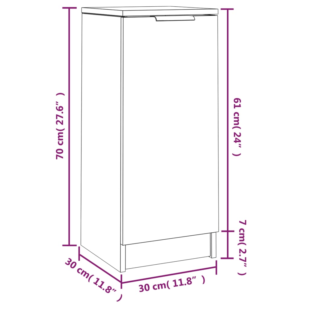 Buffet 2 pezzi bianchi da 30x30x70 cm legno di ingegneria