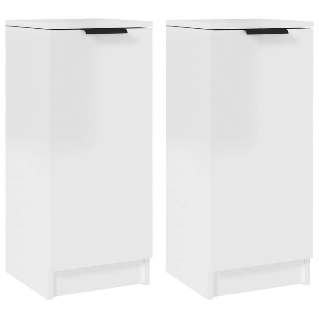 Buffets 2 PCs Shiny White 30x30x70 cm Engineering Holz