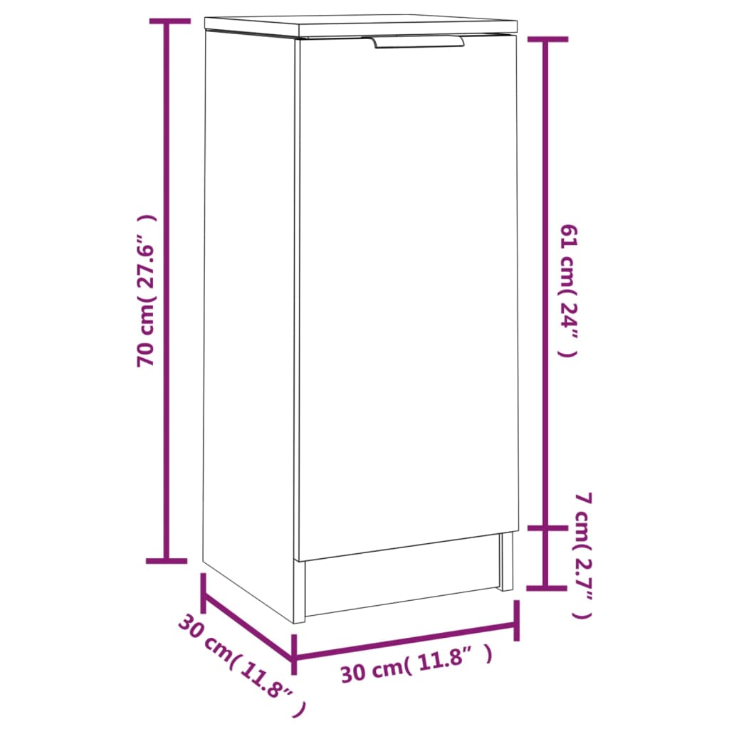 Buffets 2 pcs shiny white 30x30x70 cm engineering wood