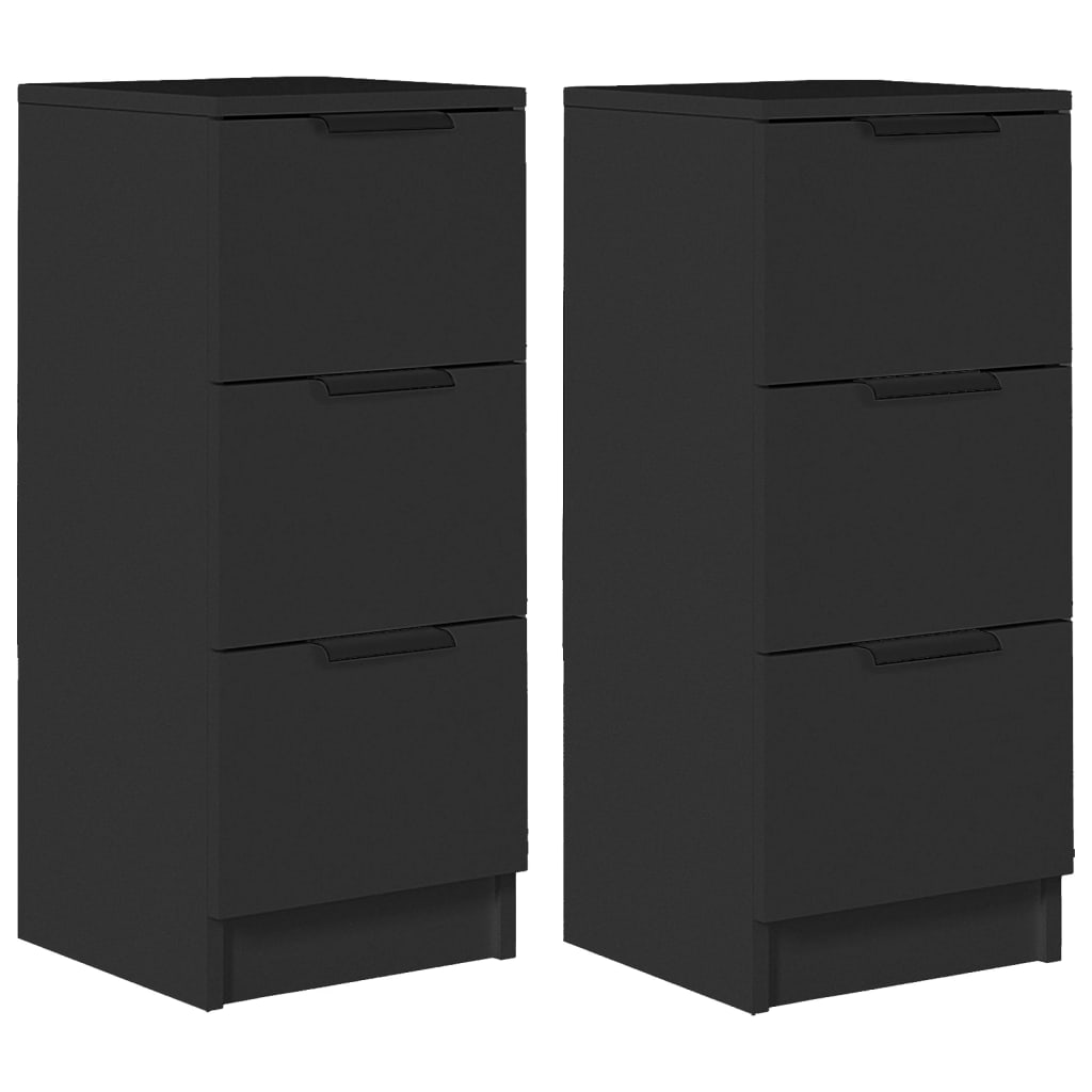 2 pcs black buffets 30x30x70 cm engineering wood