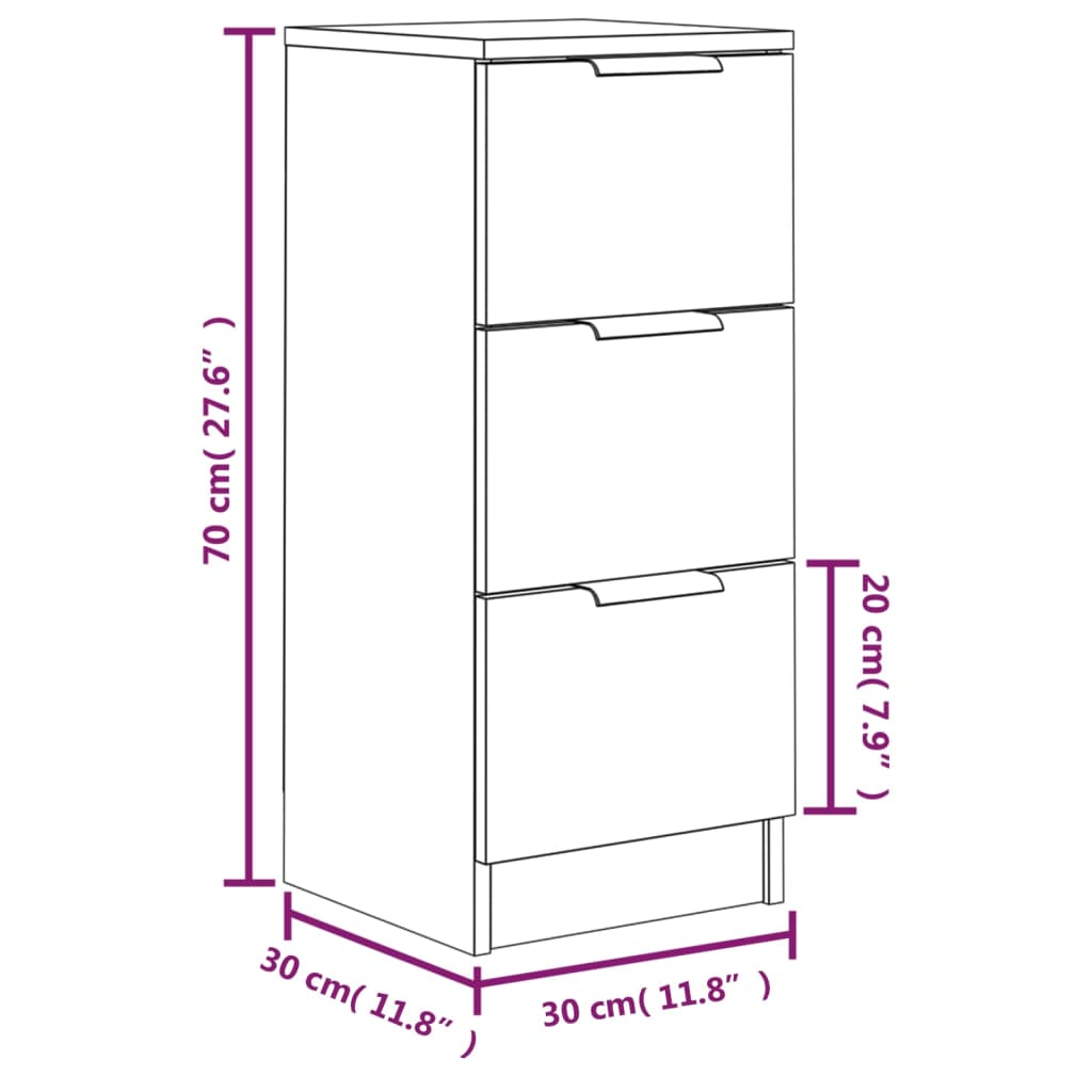 2 PCs schwarze Buffets 30x30x70 cm Engineering Holz